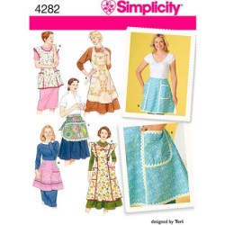 2592 RETRO  HALF - BIB APRONS RUFFLES OR NOT PATTERN SM-LG